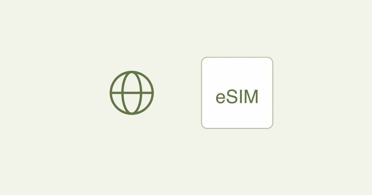 A globe beside an eSIM label, illustrating mobile internet for a China trip.